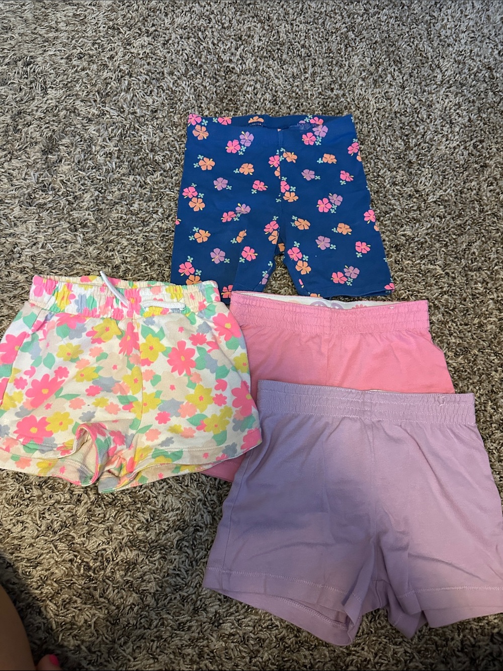 Girls' Floral & Solid Cotton Shorts - Navy, Pink, Lavender size 3t